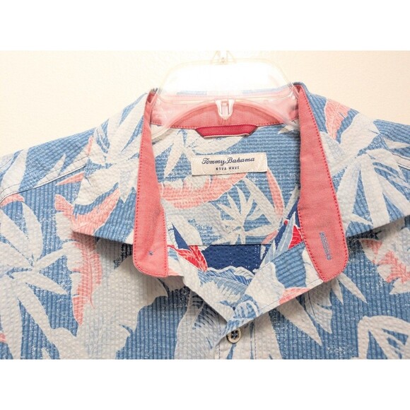 Tommy Bahama Mens Sz M Shirt Nova Wave Floral Blue Button Up Short Sleeve - Picture 3 of 5